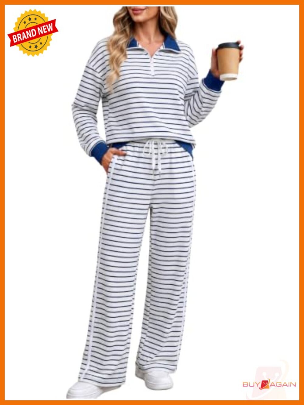 Women's 2 Piece Sweatsuit Lounge Set Half Zip Crewneck with Pockets Regular Fit